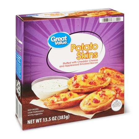 Great Value Potato Skins with Cheddar Cheese and Applewood Smoked Bacon, 13.5 oz (Frozen)