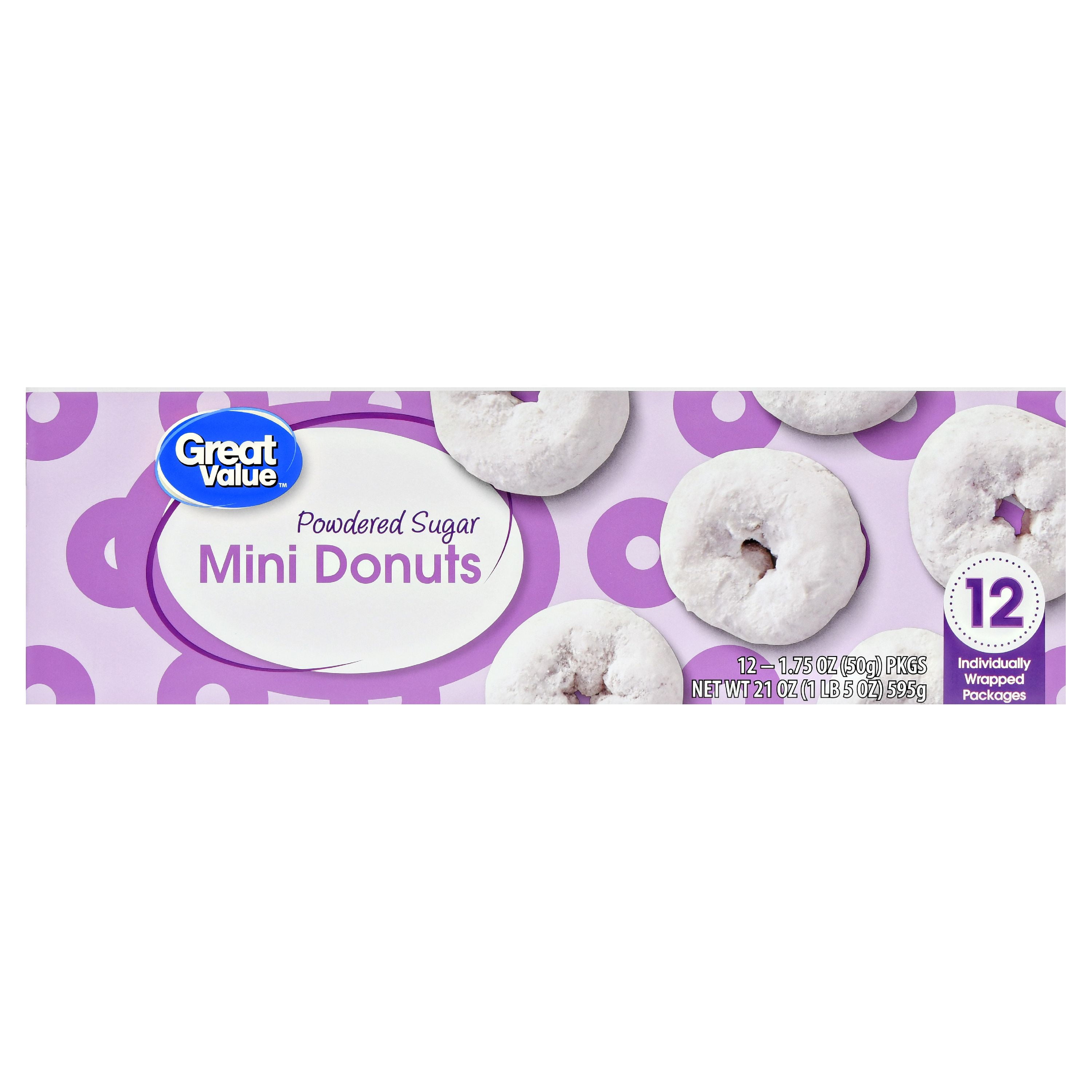 Great Value Powdered Sugar Mini Donuts, 1.75 oz, 12 count