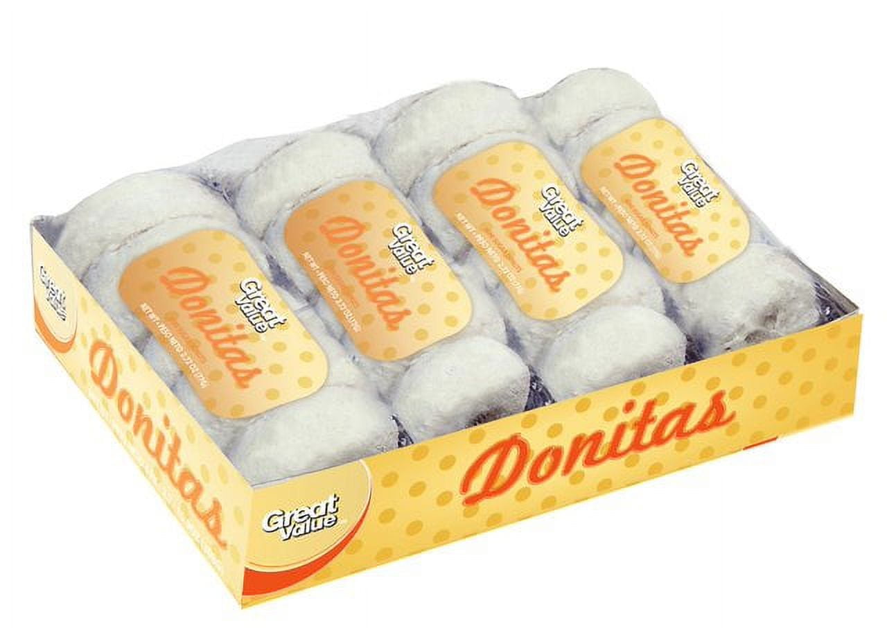 Great Value Powdered Sugar Mini Donuts, 10.9oz,4 count, Shelf Stable
