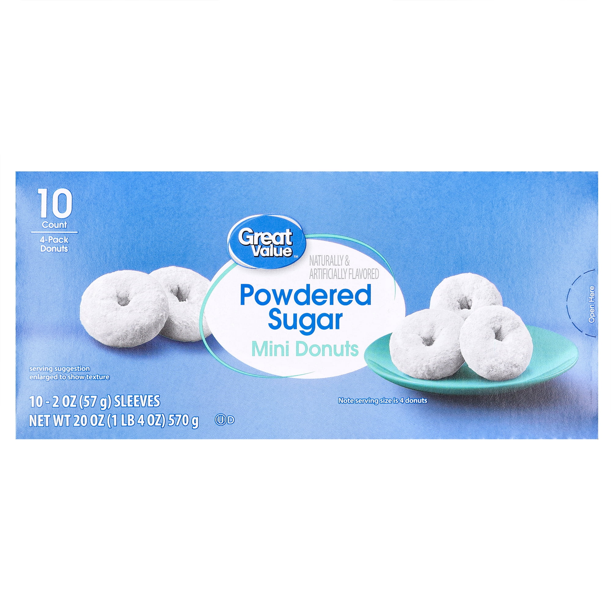 Great Value Powdered Sugar Mini Donuts, 2 oz, 10 Count