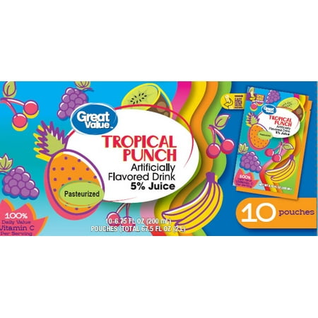 Great Value Pr Gv Tropical Juice 10pk Pouch 6.75oz
