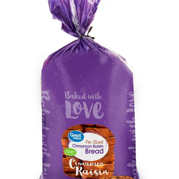 Great Value Pre-Sliced Cinnamon Raisin Bread, 16 oz