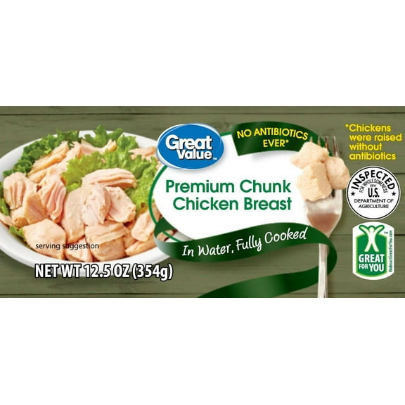 Great Value Premium Chunk Chicken Breast, 12.5 oz Can