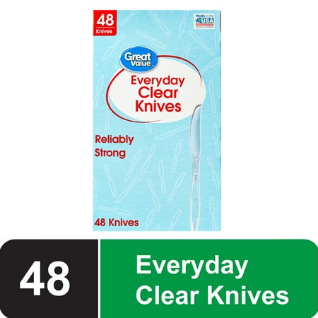 Great Value Plastic Everyday Clear Knives, 48 Count