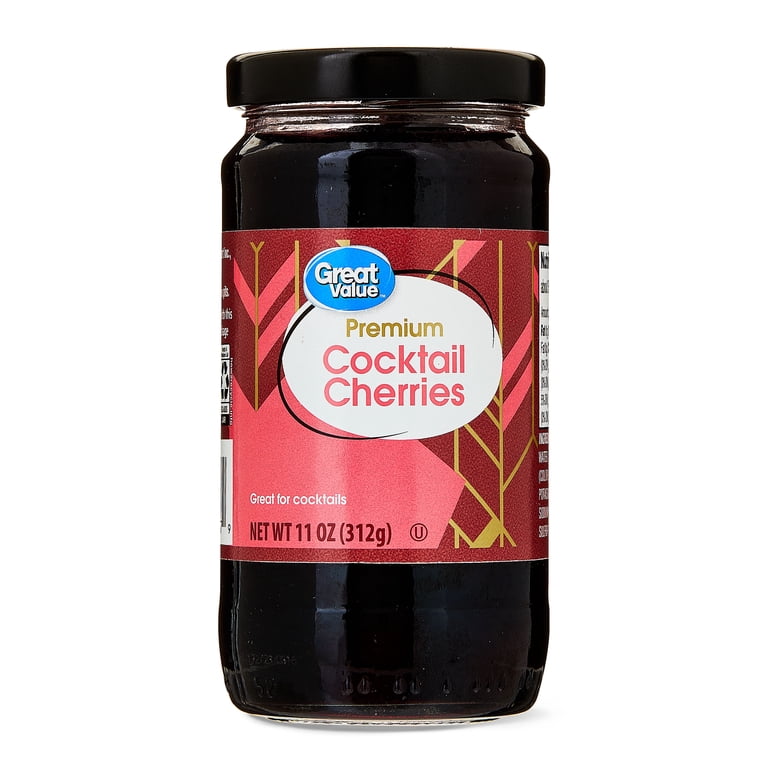 Great Value Premium Cocktail Cherries 11 oz Burgundy Red Enrobed