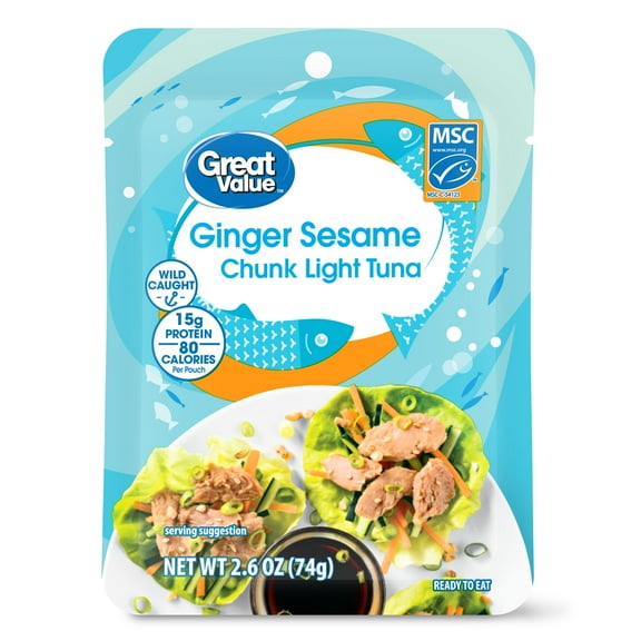 Great Value Premium Ginger Sesame Chunk Light Tuna, 2.6 oz
