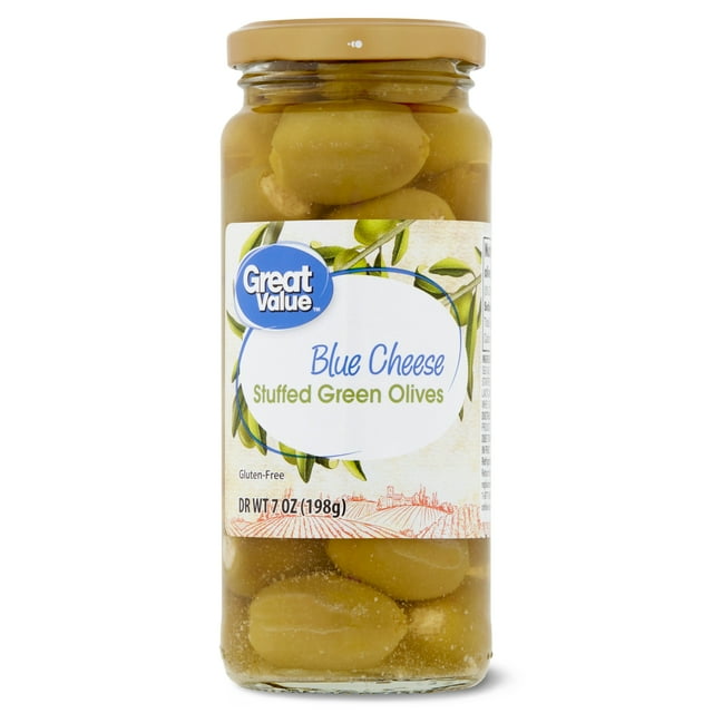 Great Value Premium Green Olives Stuffed with Blue Cheese, 7 oz