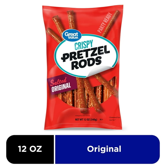 Great Value Salted Original Crispy Pretzel Rods, 12 oz