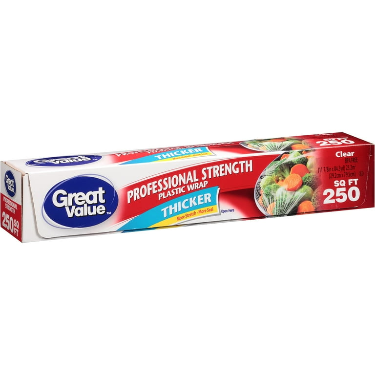 Great Value Professional Strength Plastic Wrap Thicker 250 Sq ft Walmart