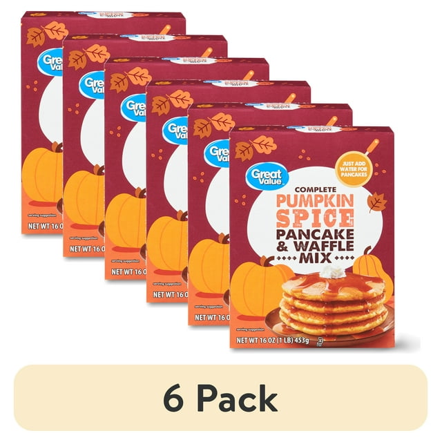 (6 pack) Great Value Pumpkin Spice Pancake & Waffle Mix, 16 oz Box