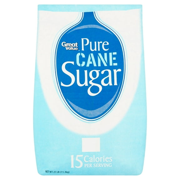 Great Value Pure Cane Sugar, 25 lb