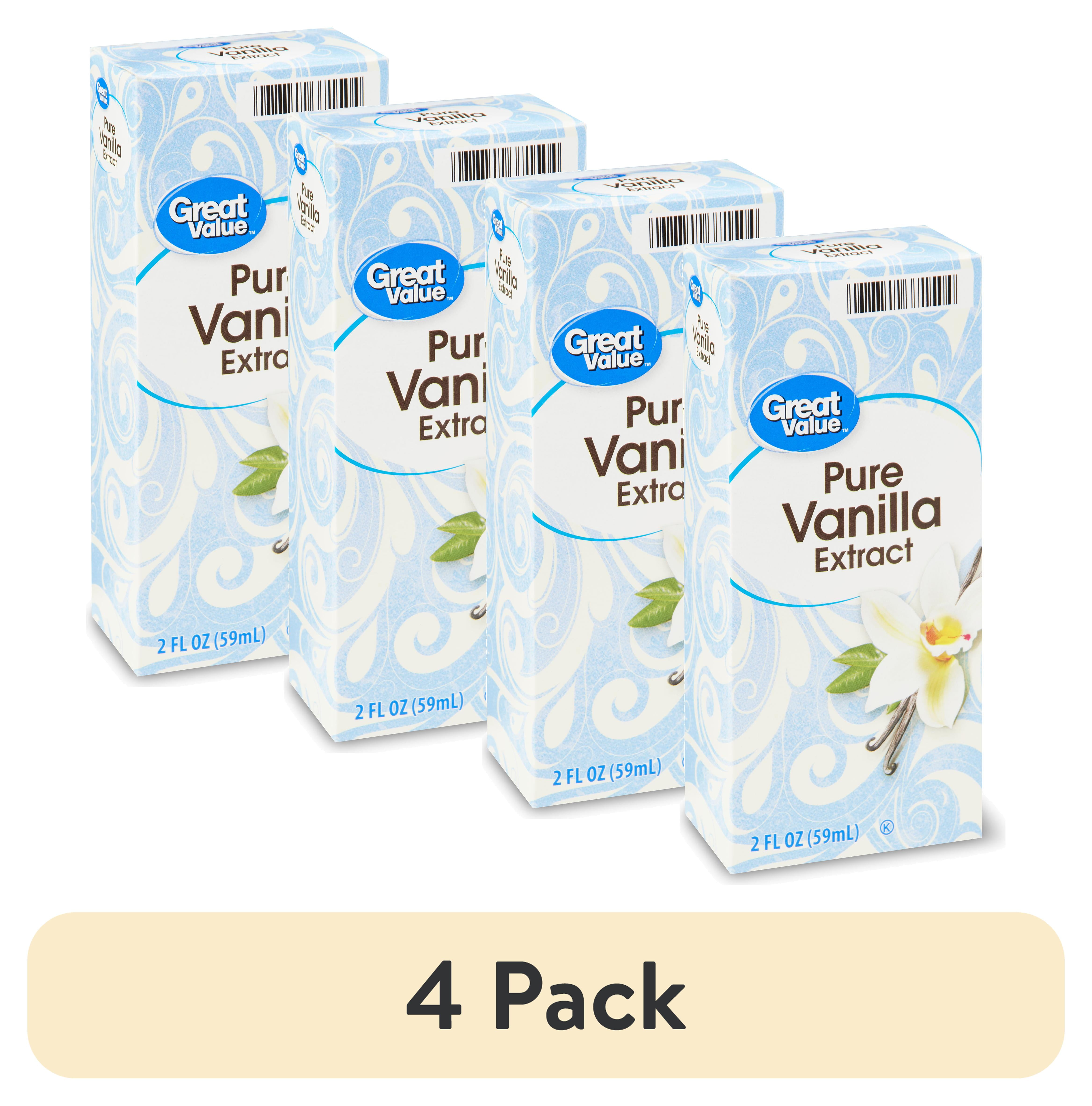 (4 pack) Great Value Pure Vanilla Extract, 2 fl oz (Food Form Liquid