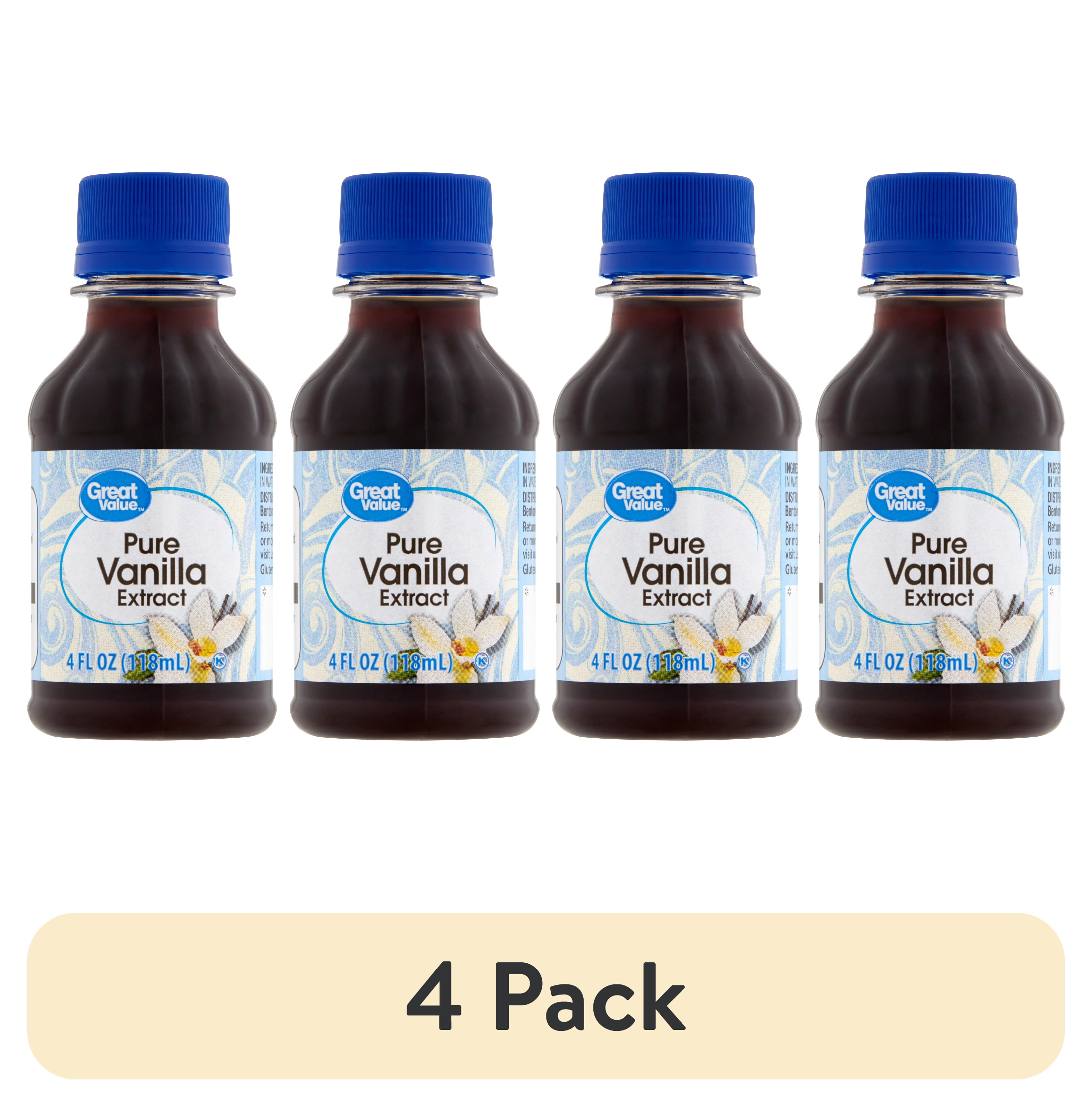 (4 pack) Great Value Pure Vanilla Extract, 4 fl oz (Liquid, Ambient