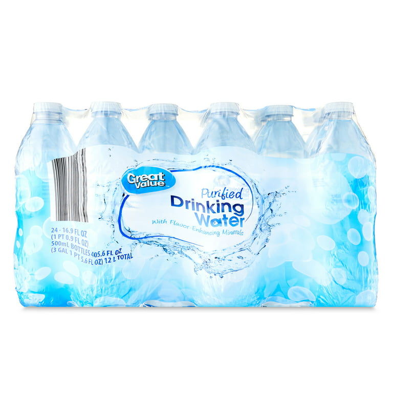 Great Value Purified Drinking Water, 16.9 fl oz, 24 Count 