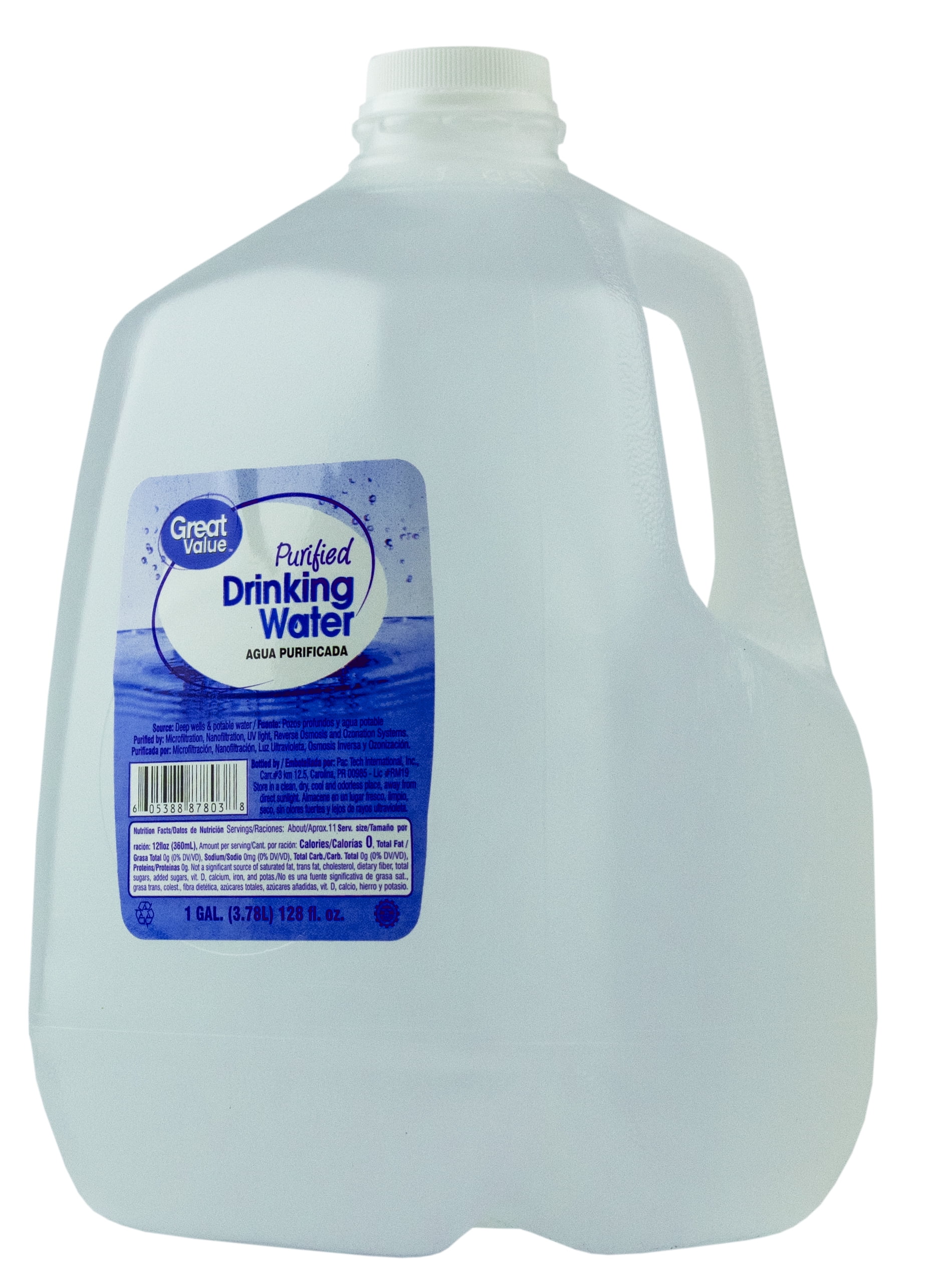 Great Value Purified Water 1 Gallon, 128oz (3.78l)