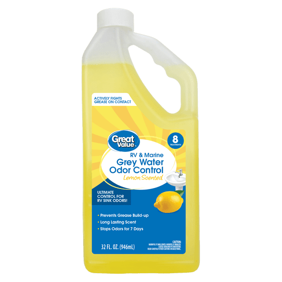 Great Value RV and Marine Grey Water Odor Control, Lemon Scent, 32 oz