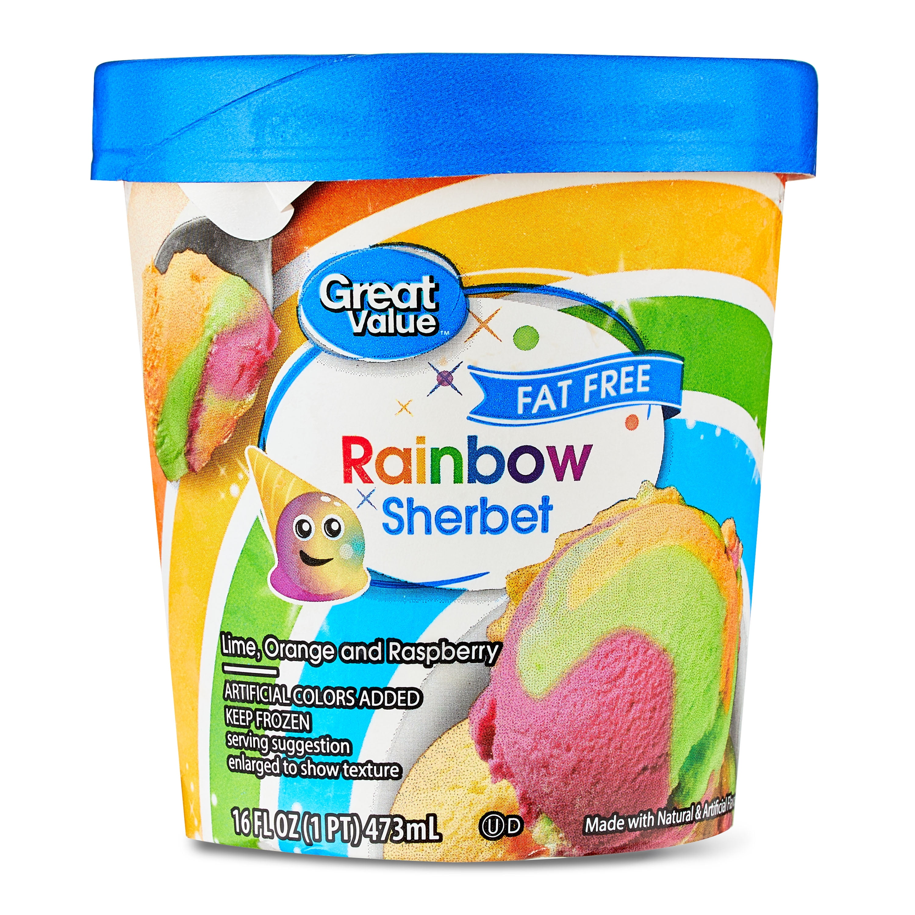 Great Value Rainbow Sherbet, 16 fl oz Pint