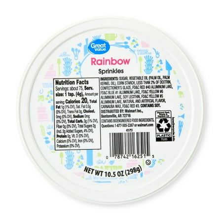 Great Value Rainbow Sprinkles, 10.5 oz