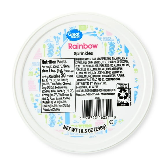 Great Value Rainbow Sprinkles, 10.5 oz