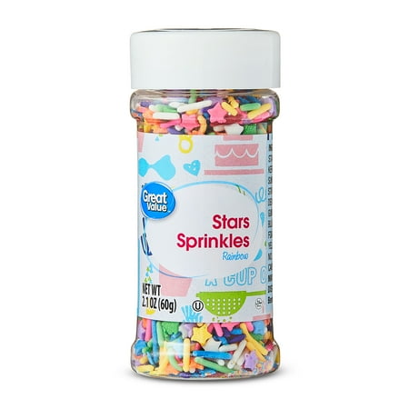Great Value Rainbow Stars Sprinkles, 2.1 oz