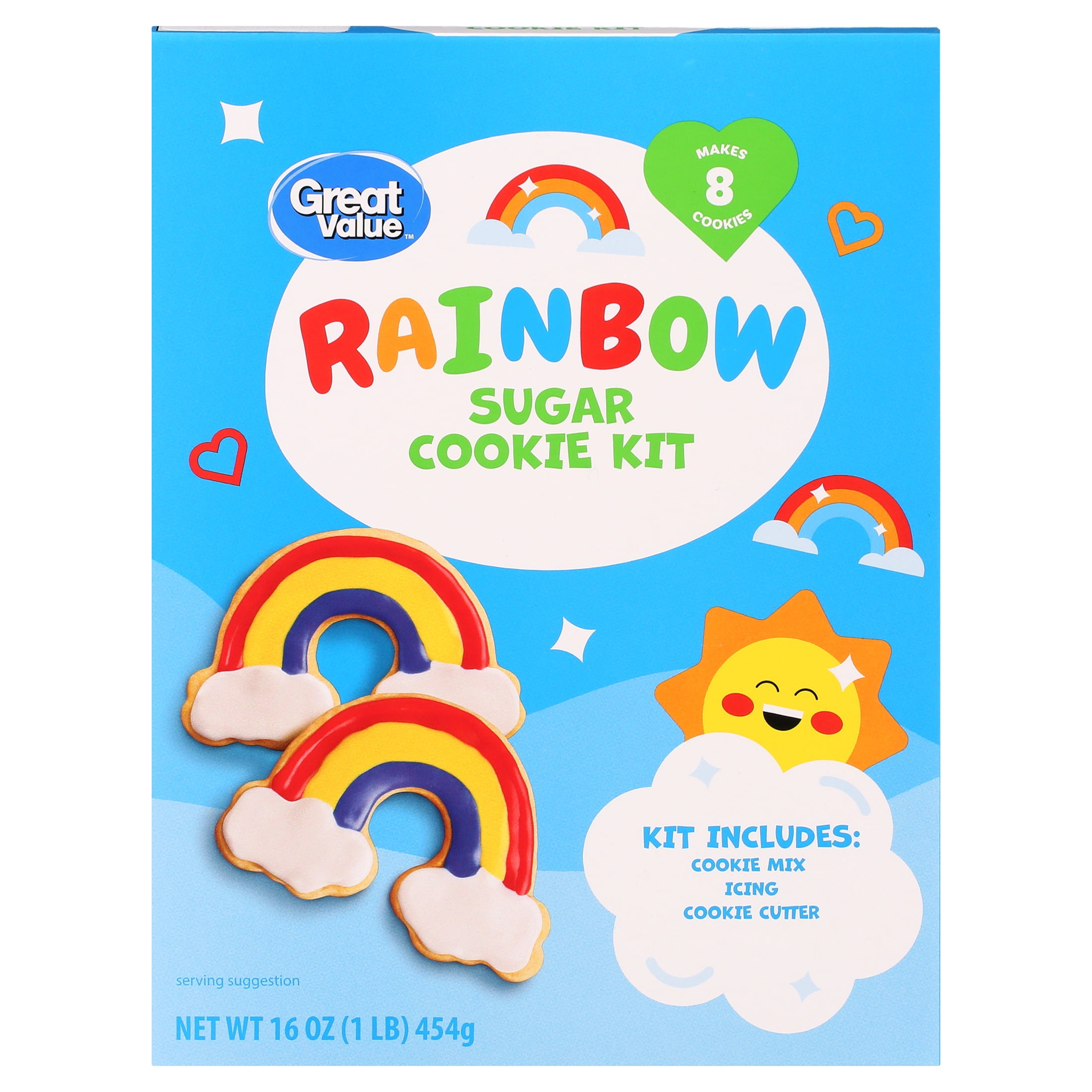 Great Value Rainbow Sugar Cookie Kit, 16oz with Frosting & Icing