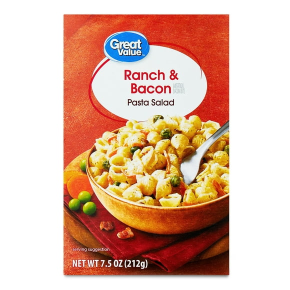 Great Value Ranch & Bacon Dry Pasta Salad, 7.5 oz (Shelf-Stable, Packaged Meal)
