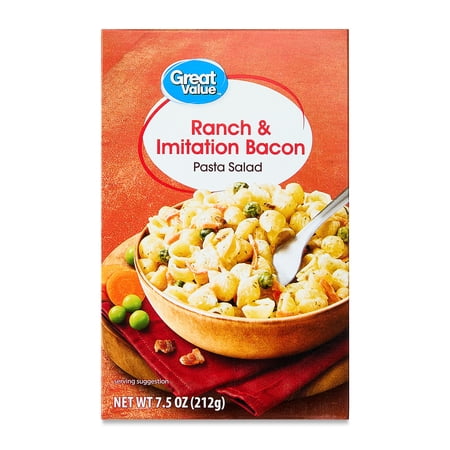 Great Value Ranch & Bacon Dry Pasta Salad, 7.5 oz (Shelf-Stable, Packaged Meal)