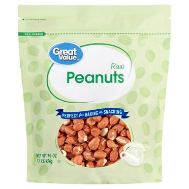 Great Value Dry Roasted Peanuts 16 oz with Sea Salt, High Protein and ...