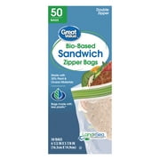 Great Value Reclosable Sandwich Bags, Made with Bio-Based Materials, 50ct