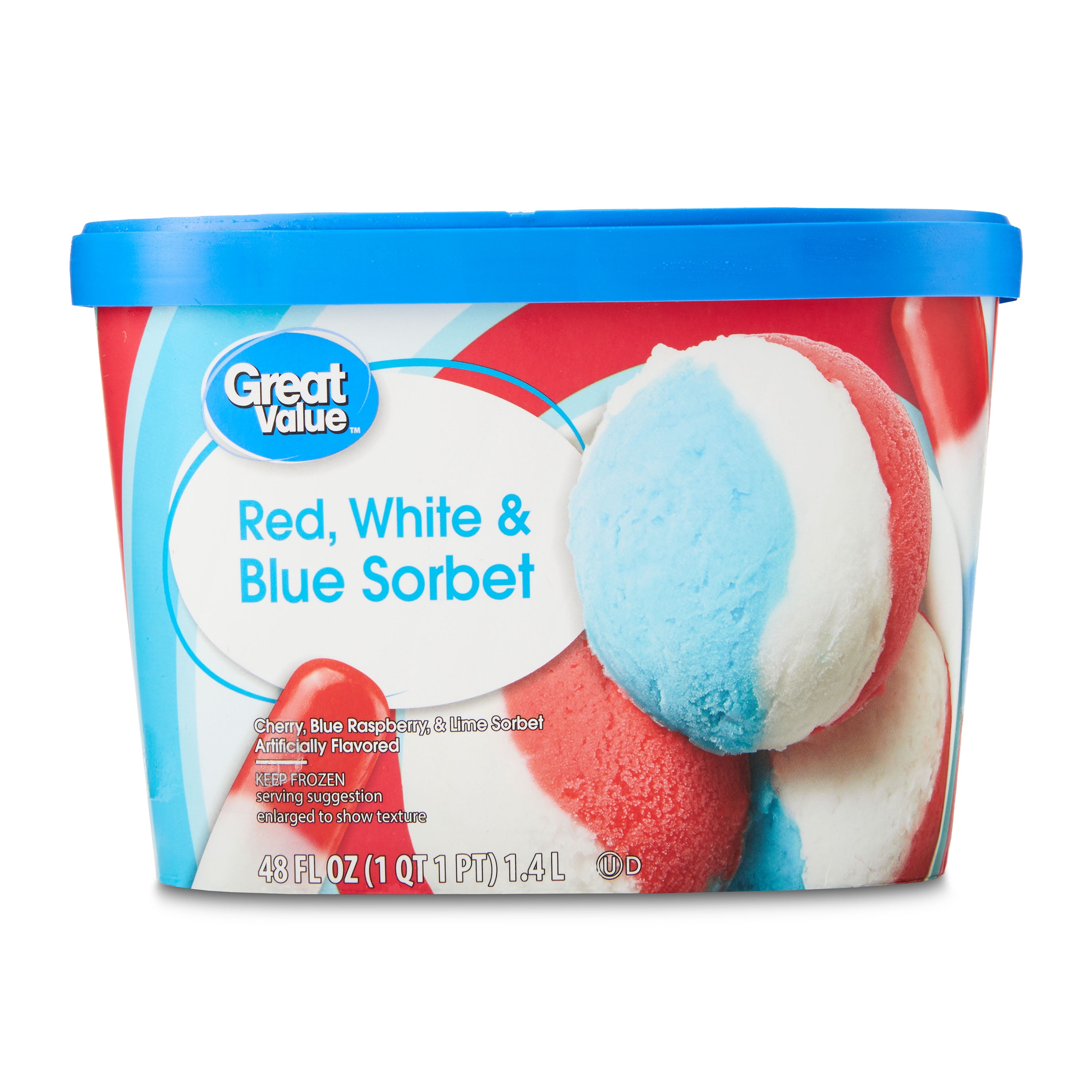 Great Value Red, White, and Blue Sorbet, 48 fl oz 