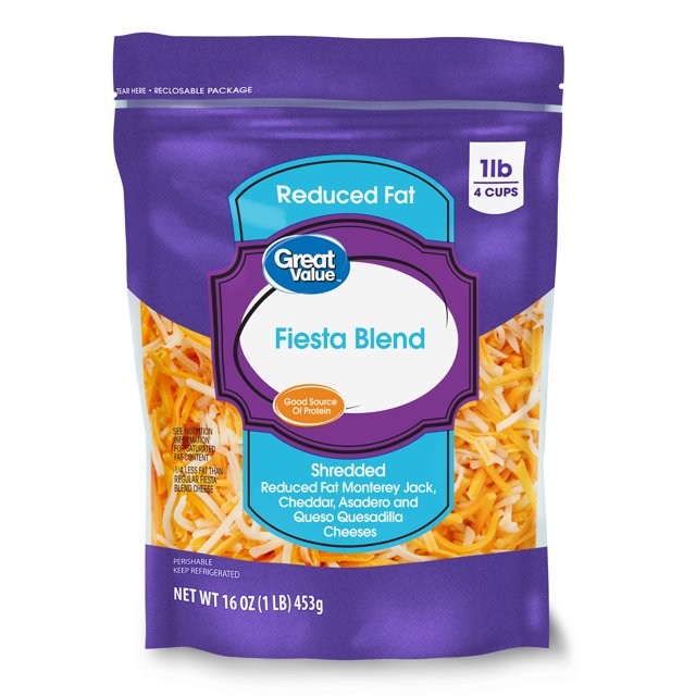 Great Value Reduced Fat Shredded Fiesta Blend Cheese, 16 oz