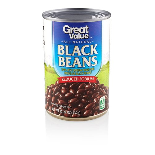 Great Value Reduced Sodium Black Beans, 15.25 oz