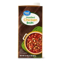 Great Value Reduced Sodium Chicken Broth, 32 oz Carton, Shelf-Stable/Ambient, Gluten-Free