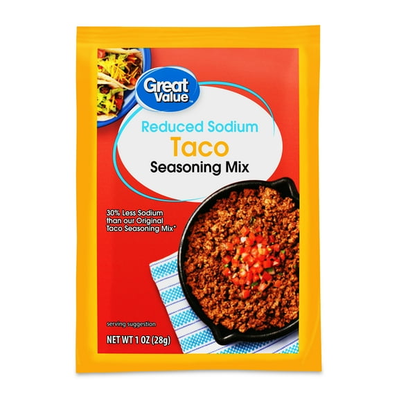Great Value Reduced Sodium Taco Seasoning Mix, 1 oz