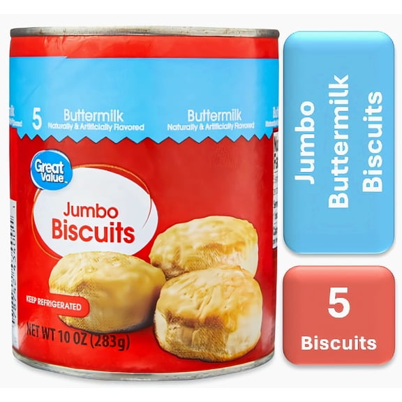 Great Value Jumbo Buttermilk Biscuits, 10 oz, 5 Count