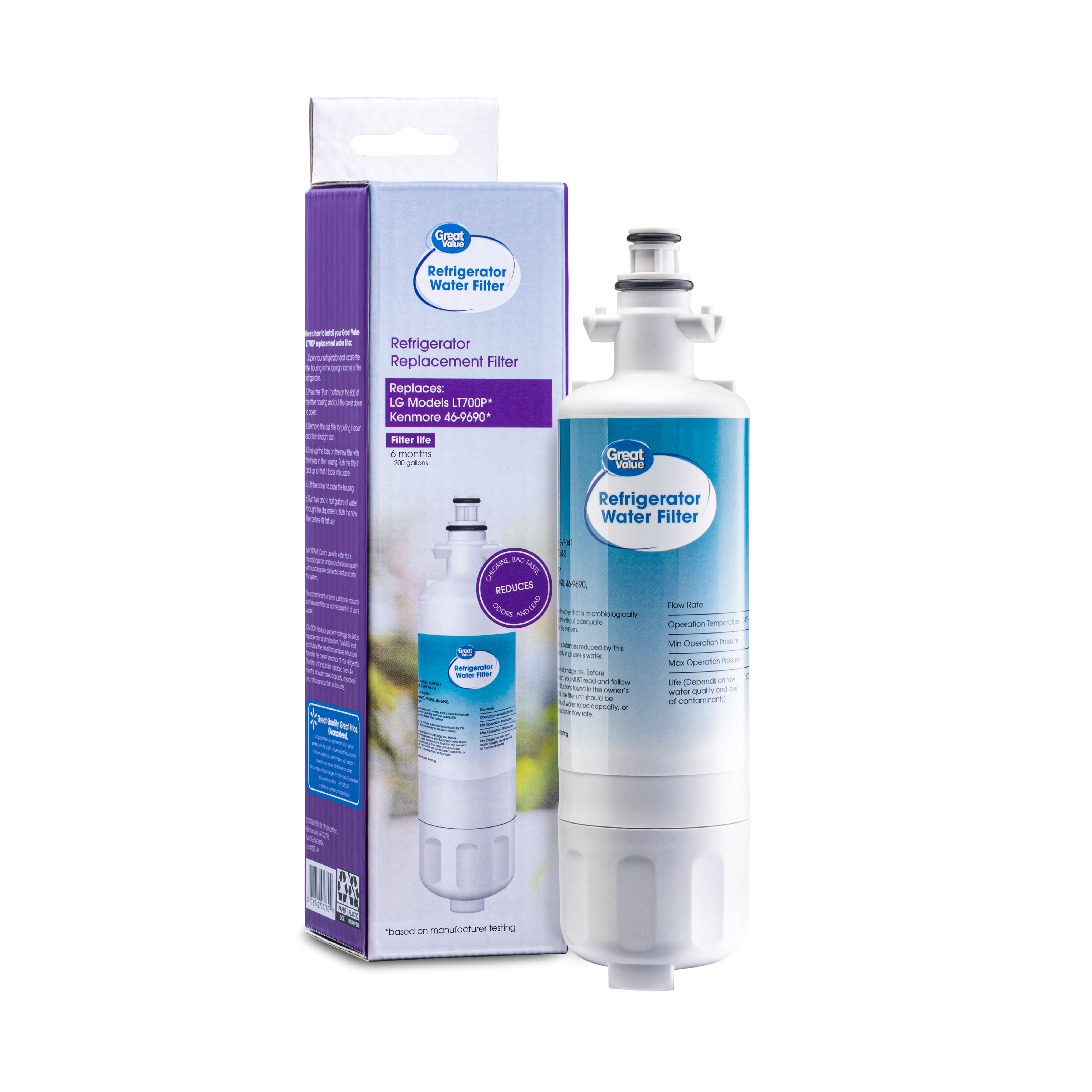 Great Value Replacement Refrigerator Water Filter, LG LT700P and