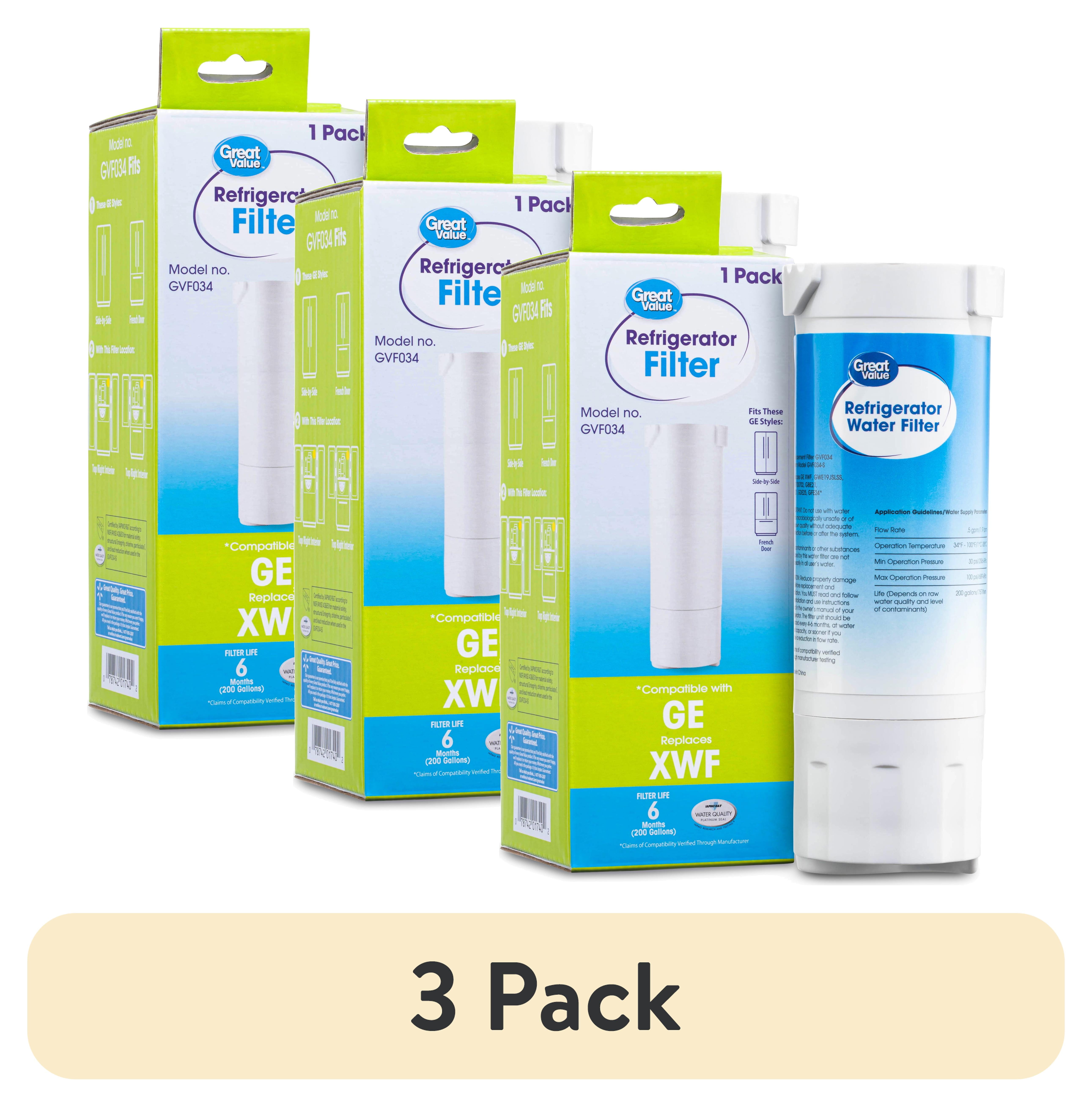 (3 pack) Great Value Replacement for GE XWF (Not XWFE) Refrigerator