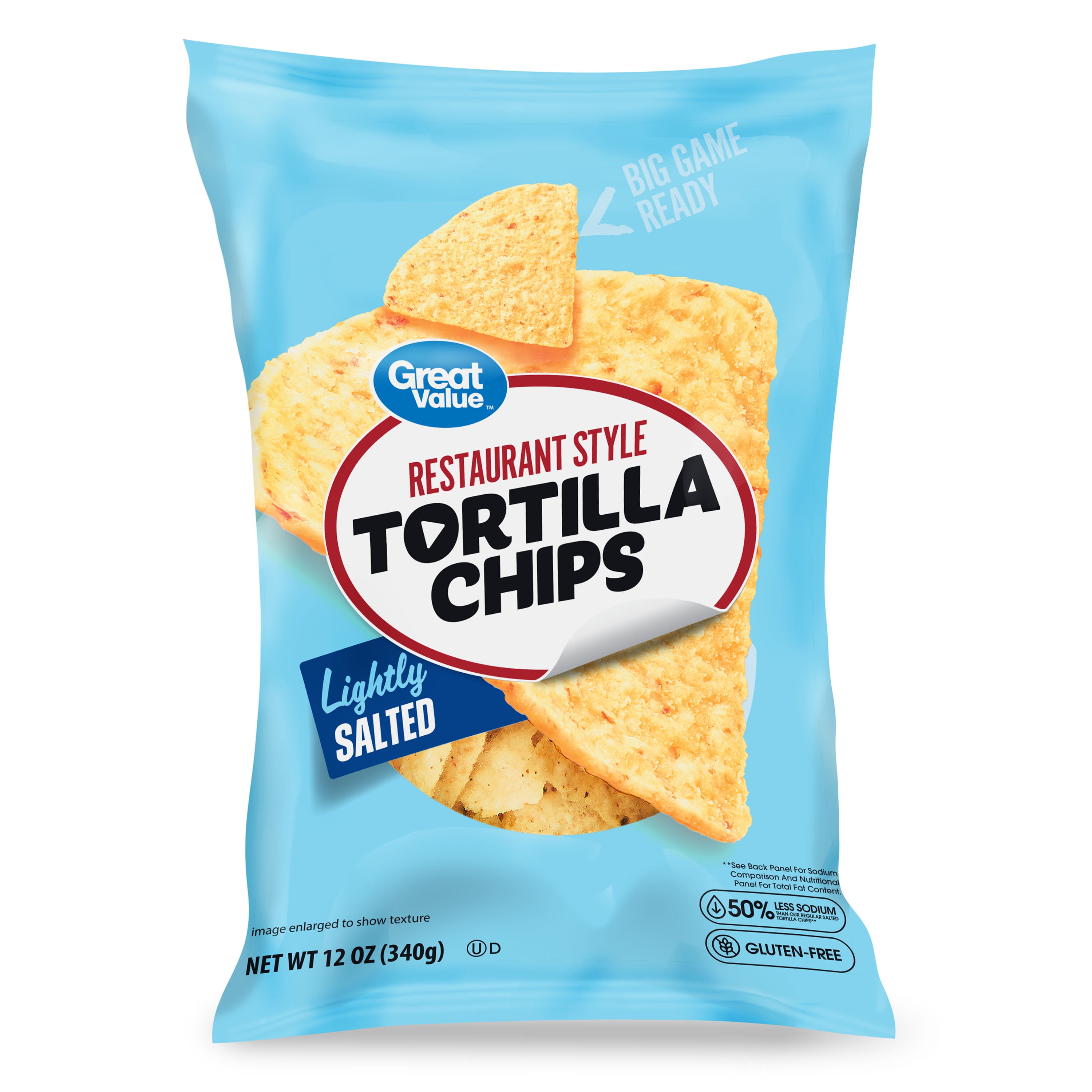 Great Value Restaurant Style Lightly Salted White Corn Tortilla Chips, 12 oz. bag