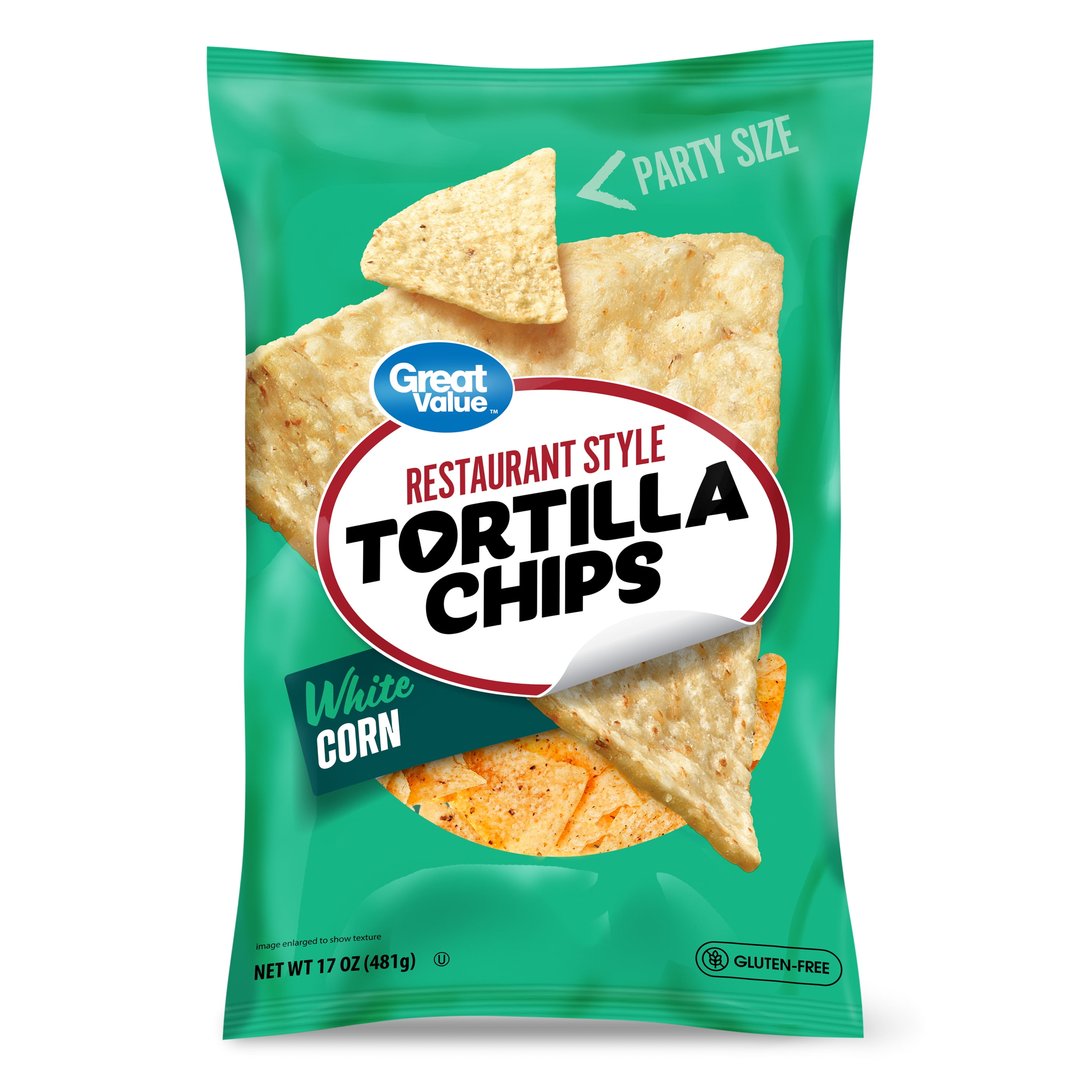 Great Value Restaurant Style Tortilla Chips, Party Size, 17 oz Bag