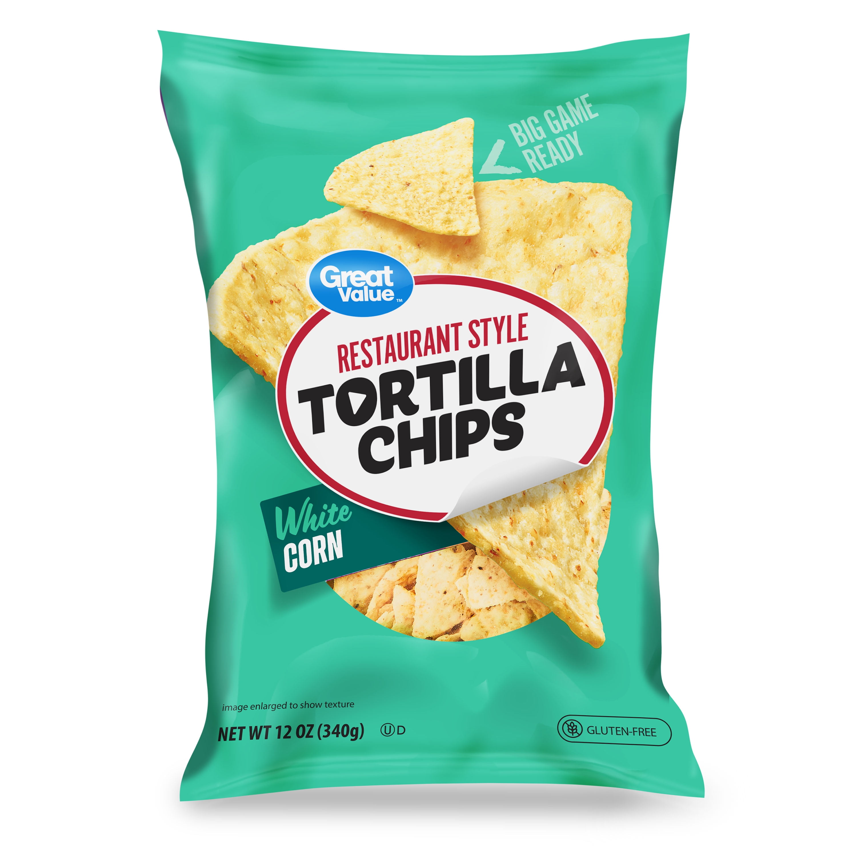 Great Value Restaurant Style White Corn Tortilla Chips, 12 oz Bag