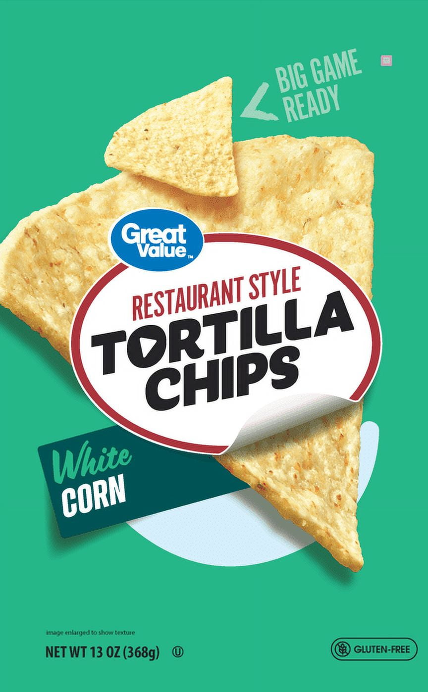 Great Value Restaurant Style White Corn Tortilla Chips, 13 oz