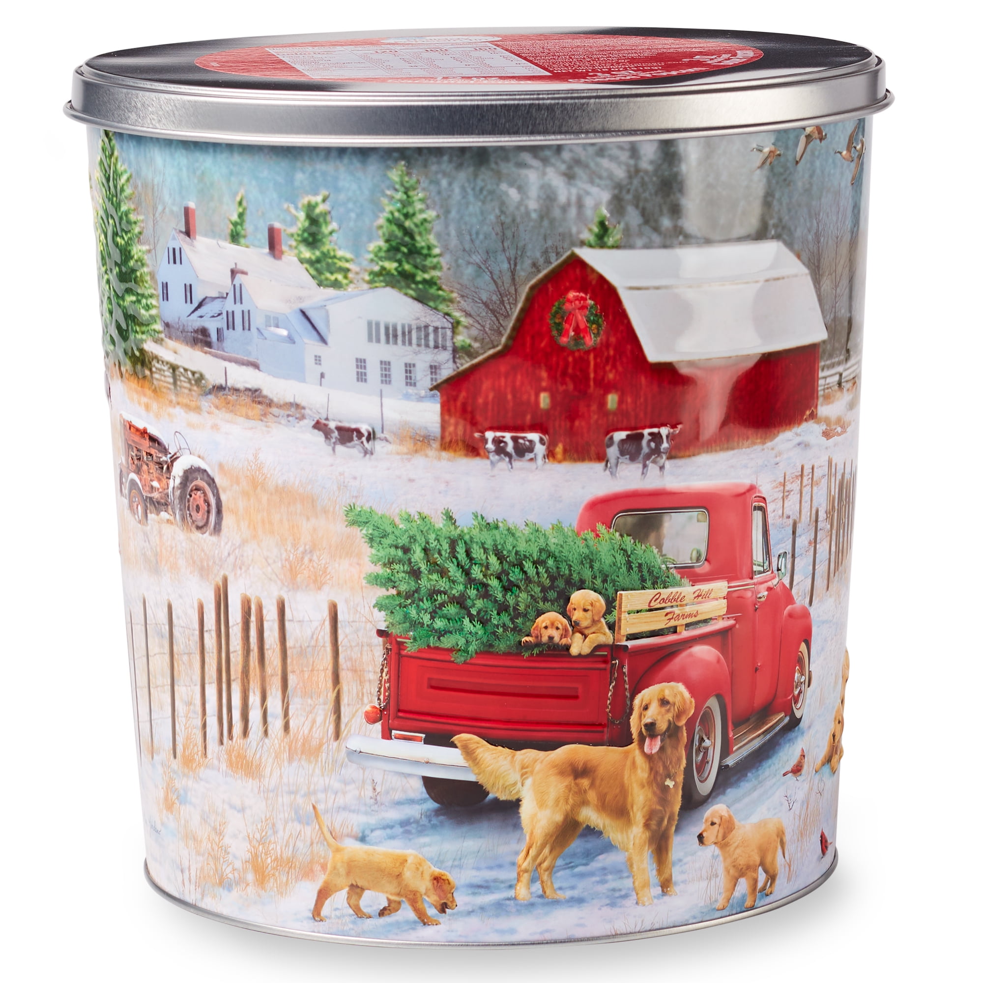 Great Value Retrievers and Red Truck Popcorn Tin