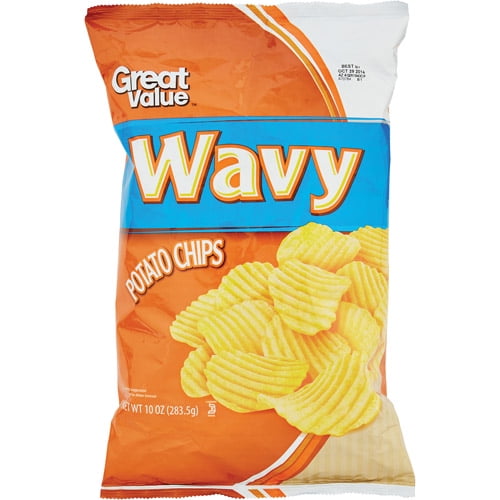 Great Value Ripple Potato Chips, 12 oz