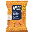 thumbnail image 1 of Great Value Ripple Cheddar and Sour Cream Potato Chips, 8 oz Bag, 1 of 10