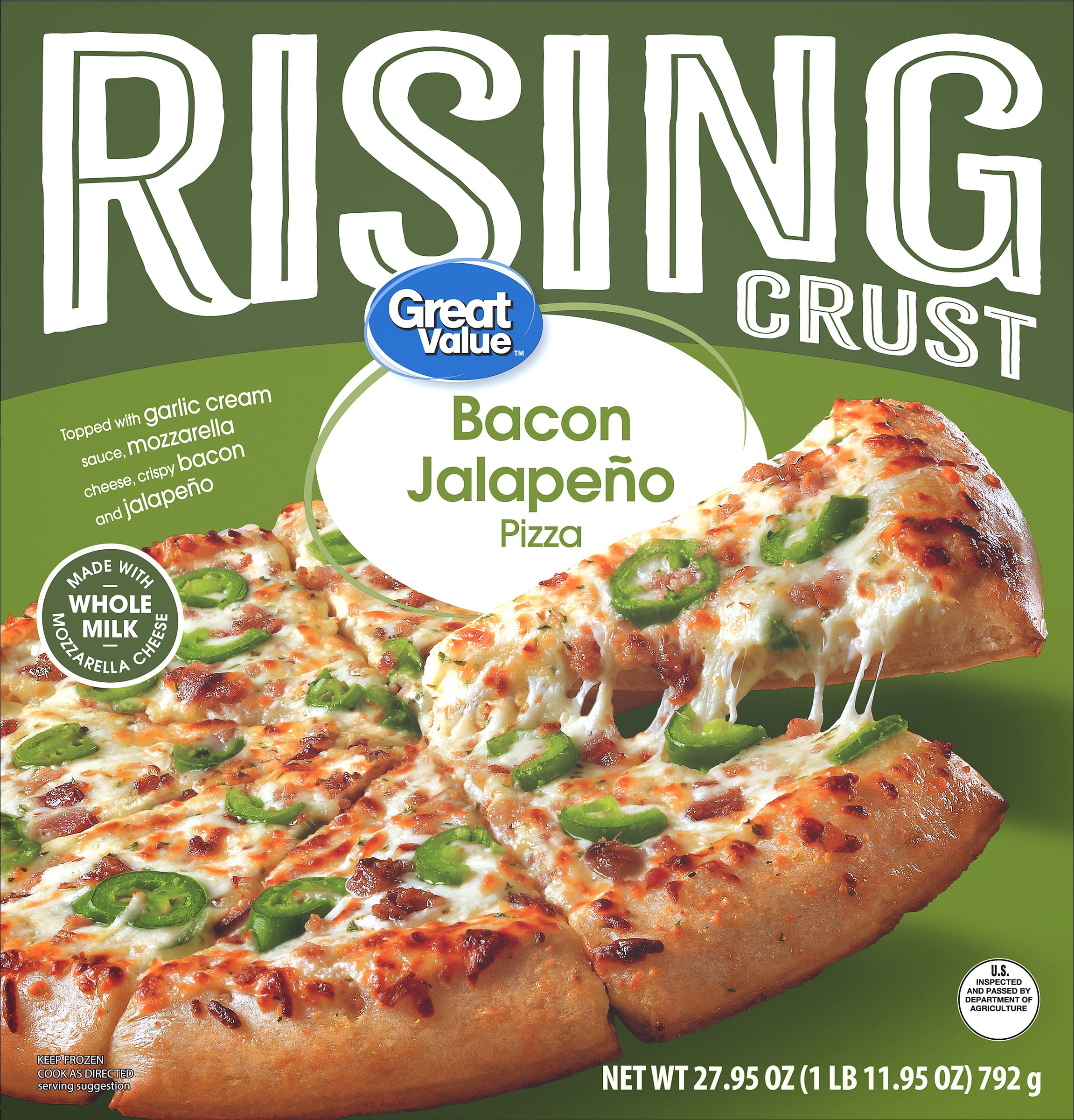 Great Value Rising Crust Bacon Jalapeno Pizza, 27.95 oz (Frozen)