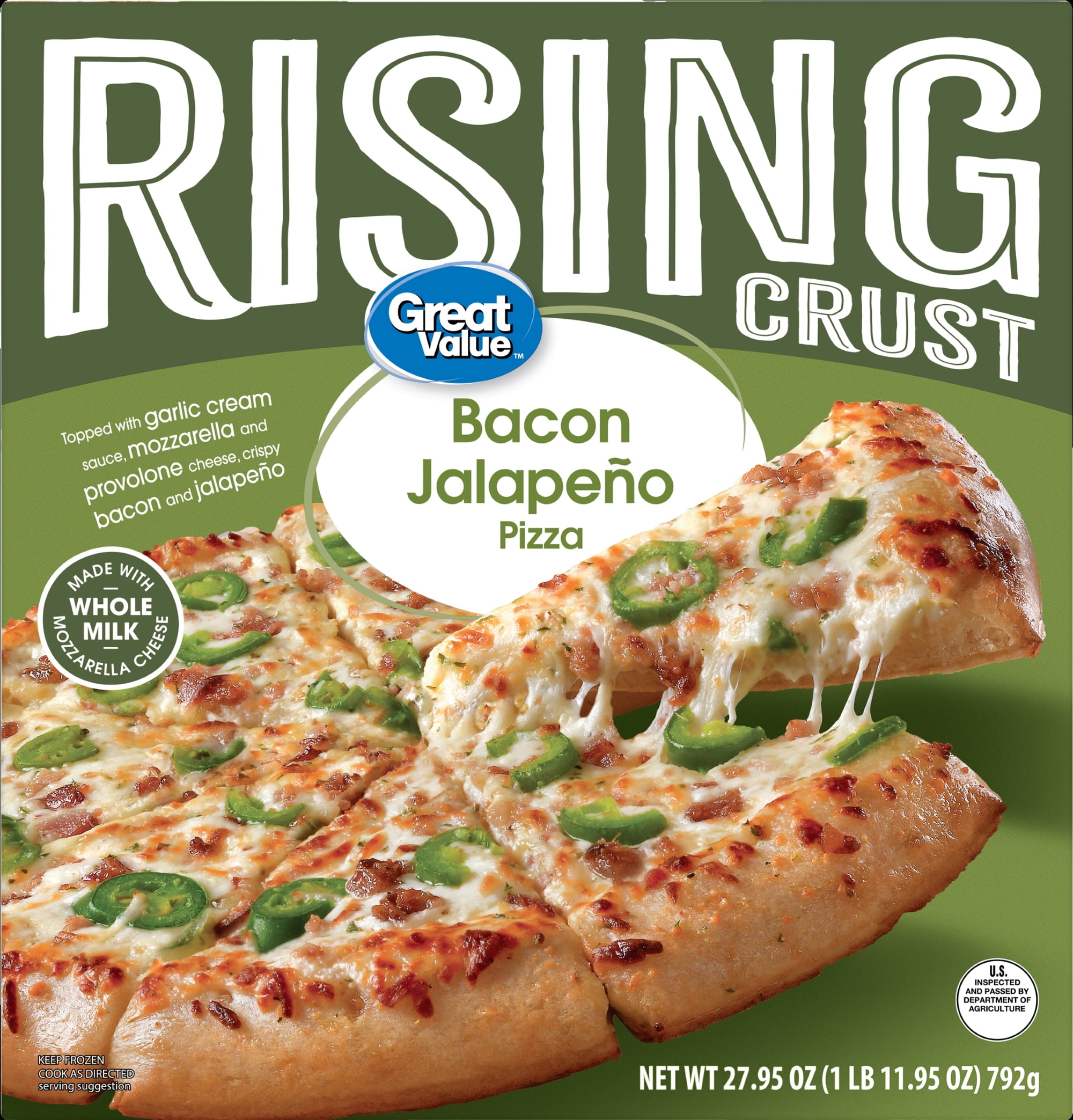 Great Value Bacon Jalapeno Rising Crust Frozen Pizza 27.8oz with