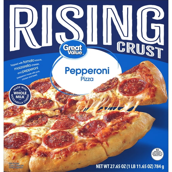 Great Value Rising Crust Pepperoni Pizza, Marinara Sauce, 27.65 oz (Frozen)