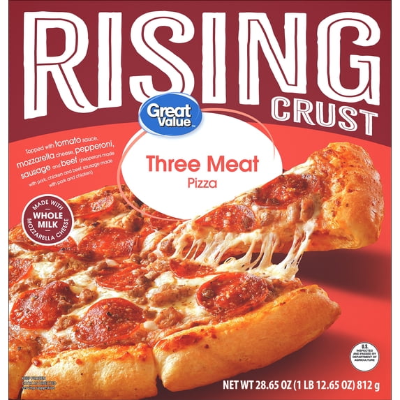 Great Value Rising Crust Three Meat Pizza, 28.65 oz (Frozen)