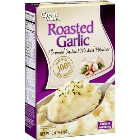 Great Value Roasted Garlic Flavored Instant Mashed Potatoes, 6.6 oz