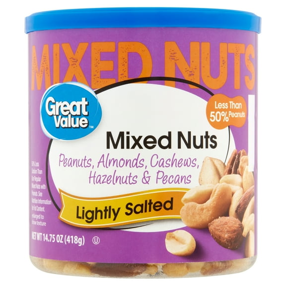 Great Value Roasted & Lightly Salted Mixed Nuts, 14.75 oz